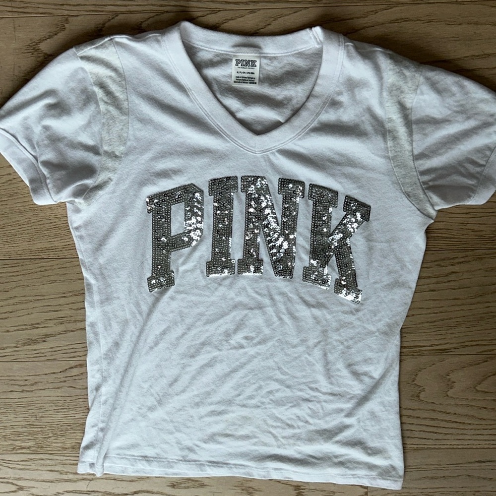 Victoria’s Secret Pink Sequin Bling Cotton Tshirt!
